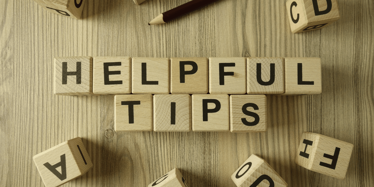 Lettered blocks spelling out the words "helpful tips"